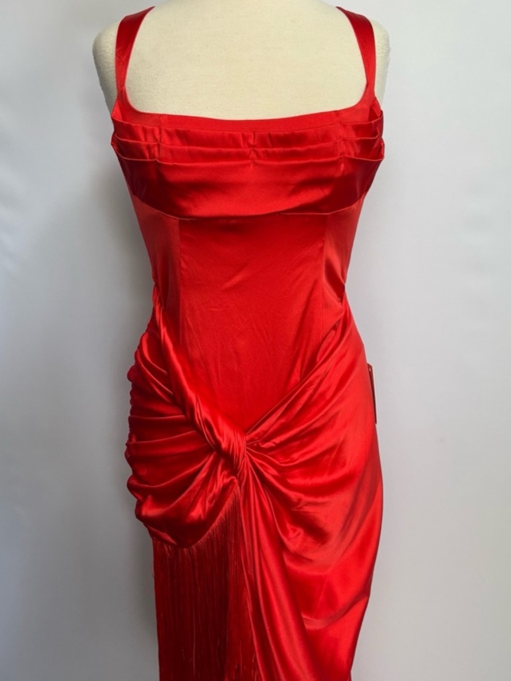 NWT For Love & Lemons Anisa Asymmetrical Silk Fringe Midi Dress - Picture 7 of 16